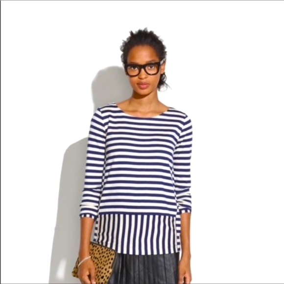 Madewell super soft 3/4 sleeve navy stripes boat - Picture 1 of 9